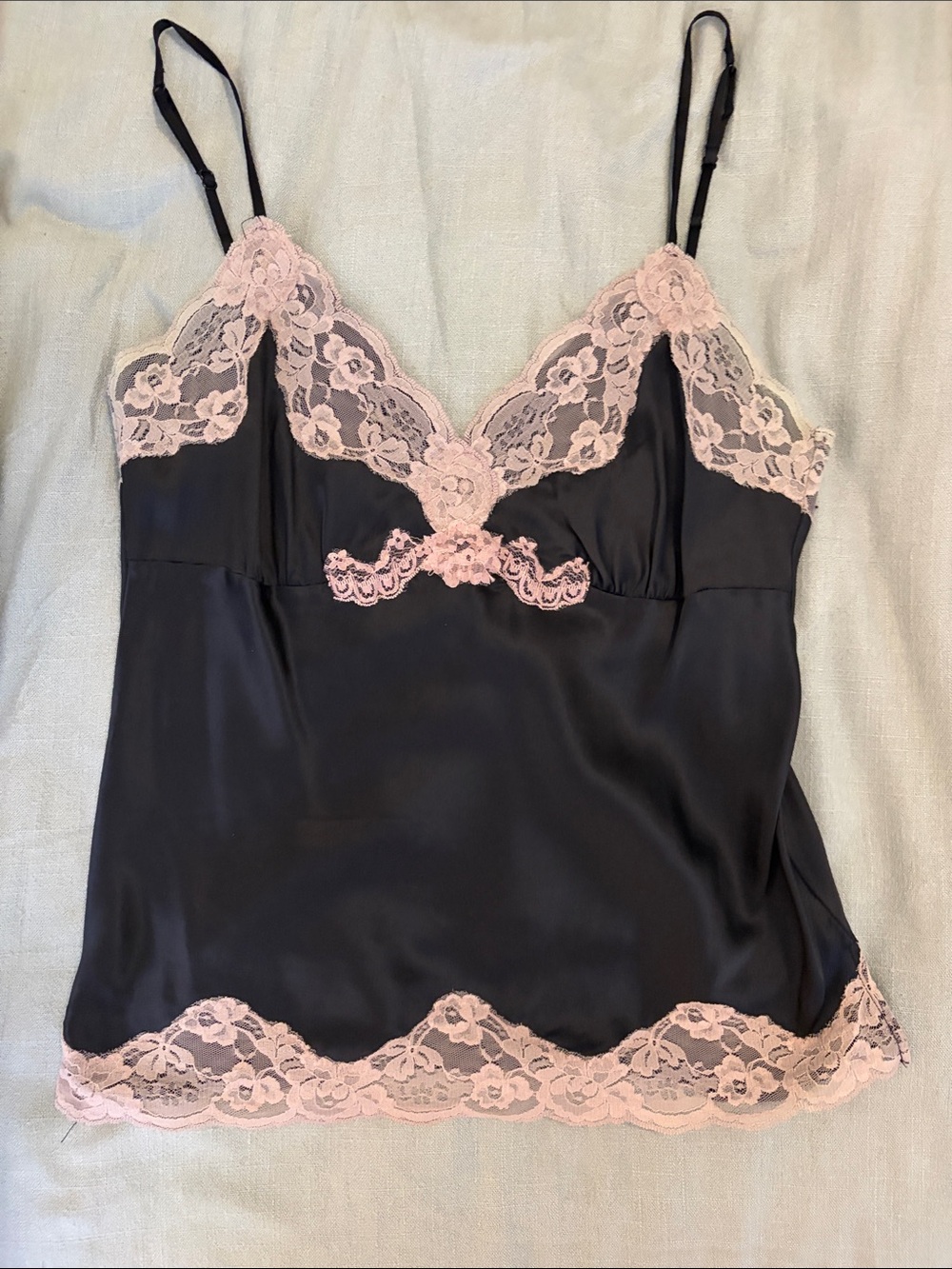 Silky Lace Trim Cami Tank Top